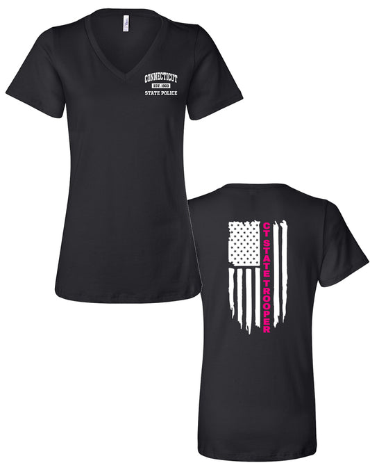 CTSP Ladies Relaxed Jersey V-neck Tee "EST F/Flag B" - 6405 (color options available)