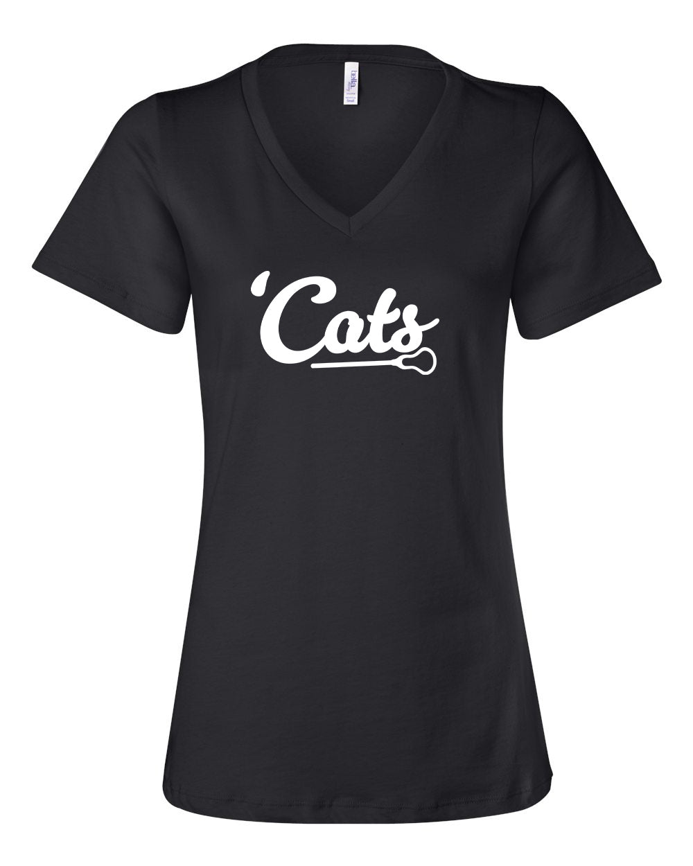 Suffield High Lacrosse - V-Neck T-shirt "Cats/Stick" - 6405 (color options available)