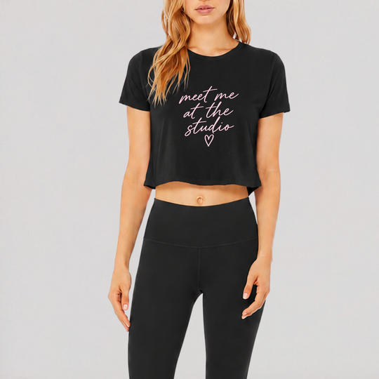 Platinum "Meet Me at the Studio" Flowy Cropped Tee