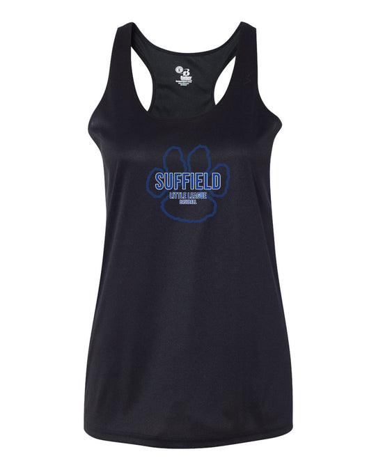 Suffield LL Ladies Badger Racerback Tank "Big Paw Baseball" - 4166 (color options available)