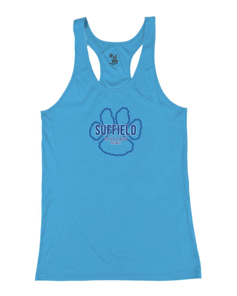 Suffield LL Ladies Badger Racerback Tank "Big Paw Baseball" - 4166 (color options available)