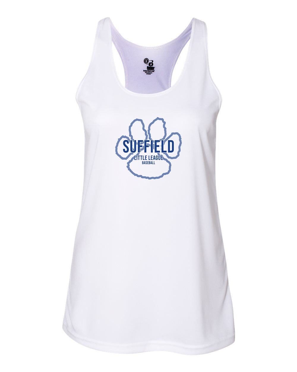 Suffield LL Ladies Badger Racerback Tank "Big Paw Baseball" - 4166 (color options available)