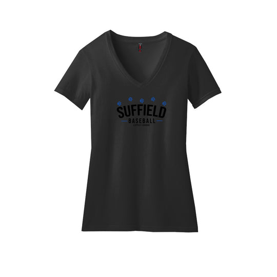 Suffield LL Ladies CVC V-Neck Tee "Classic Baseball" - DM1190L (color options available)