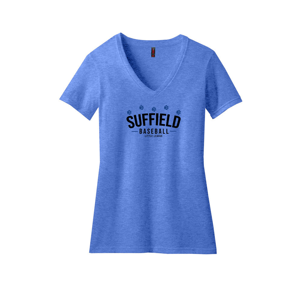 Suffield LL Ladies CVC V-Neck Tee "Classic Baseball" - DM1190L (color options available)