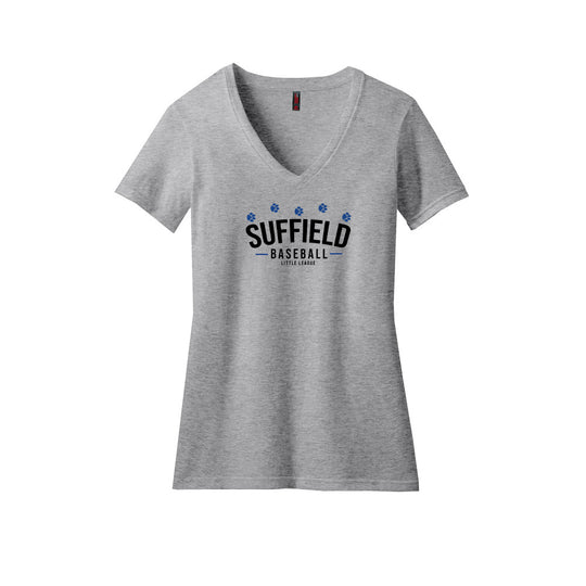 Suffield LL Ladies CVC V-Neck Tee "Classic Baseball" - DM1190L (color options available)