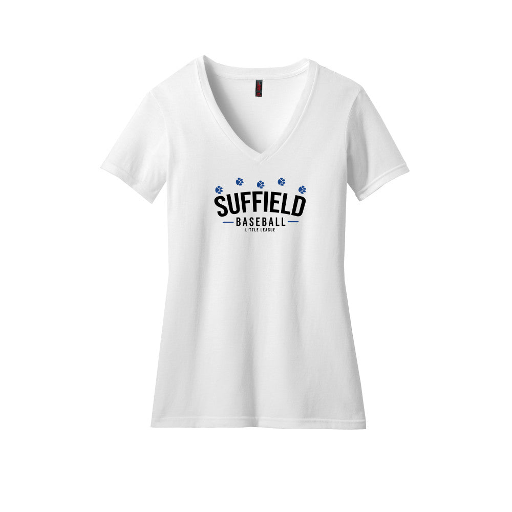 Suffield LL Ladies CVC V-Neck Tee "Classic Baseball" - DM1190L (color options available)