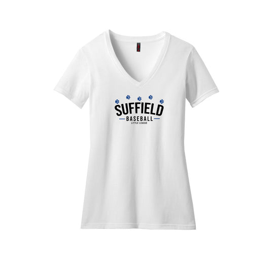 Suffield LL Ladies CVC V-Neck Tee "Classic Baseball" - DM1190L (color options available)