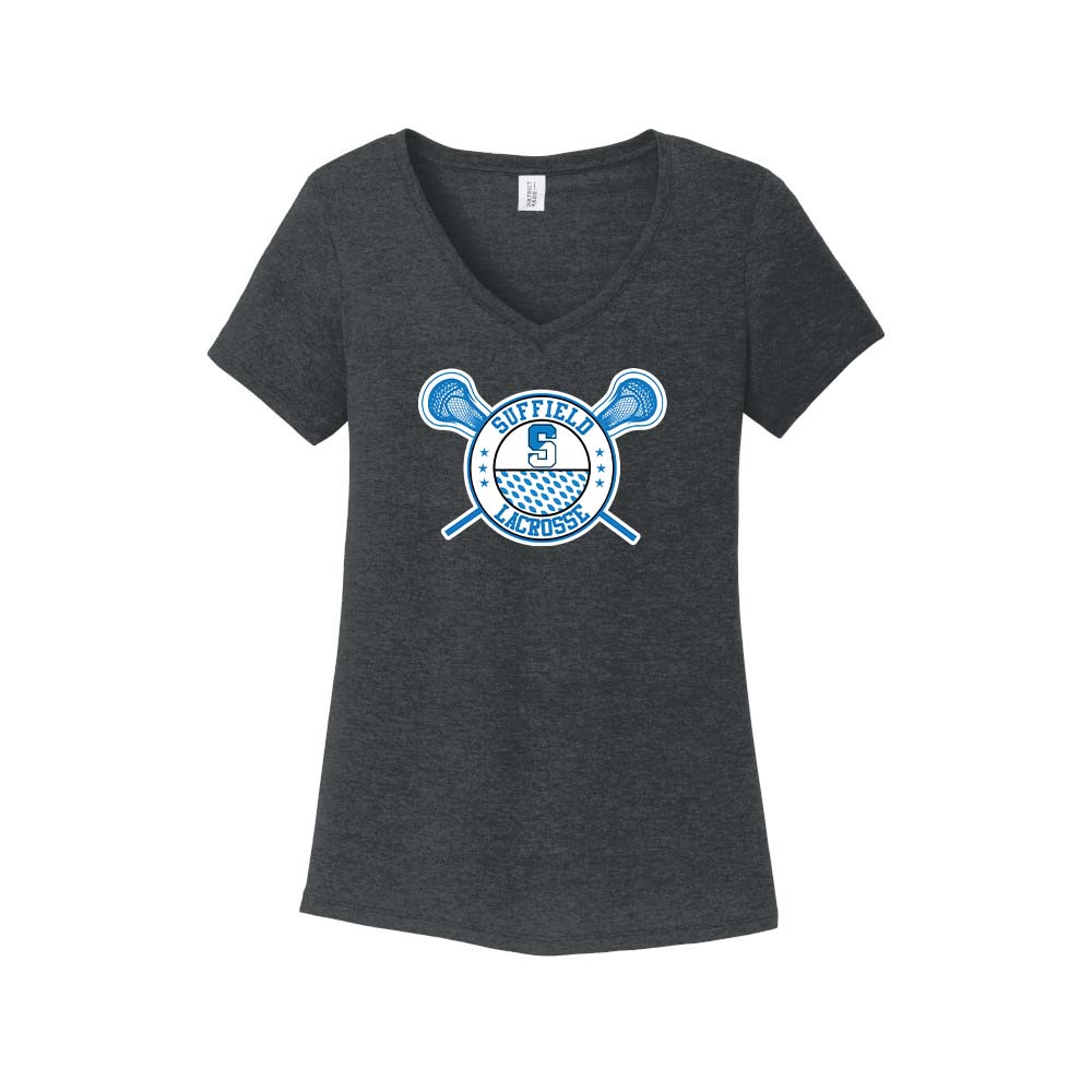 Suffield Youth Lacrosse - Ladies V-Neck Tee "Circle" - DM1350L (color options available)