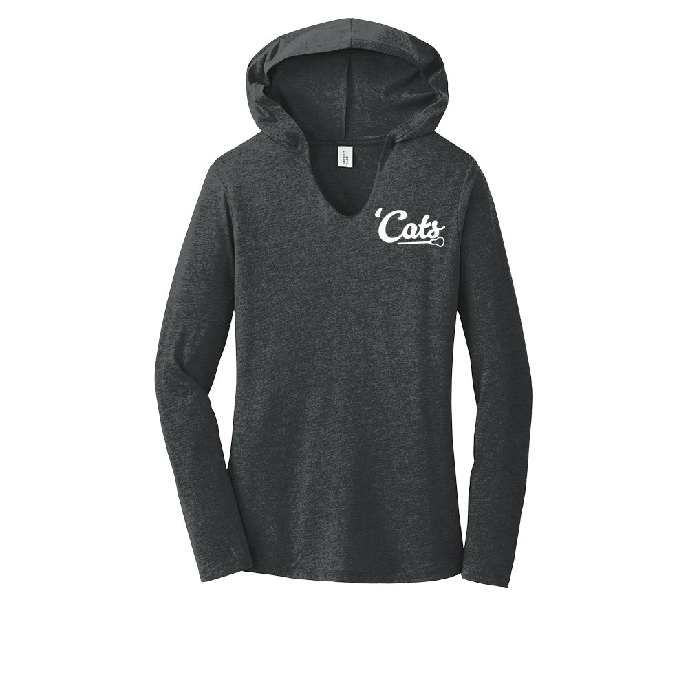 Suffield High Lacrosse - Ladies LS Hoodie T-shirt "Cats/Stick" - DM139L (color options available)