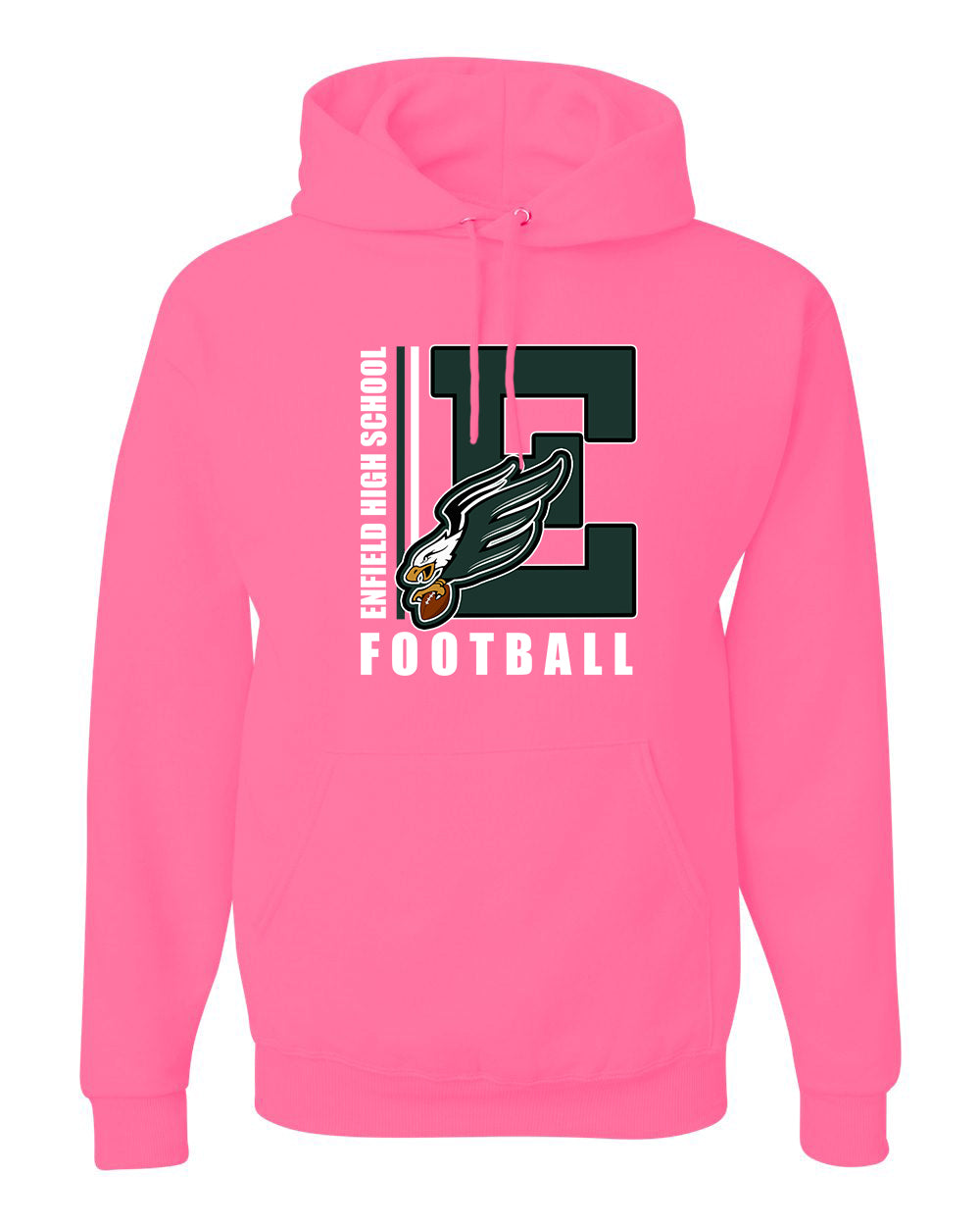 Enfield Eagles Football Adult Hooded Sweatshirt "Big E" Pink - 996MR