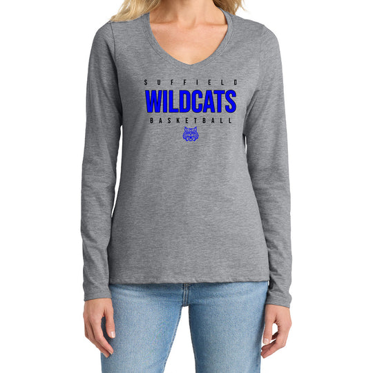 Suffield Travel Ladies LS V-Neck Tee