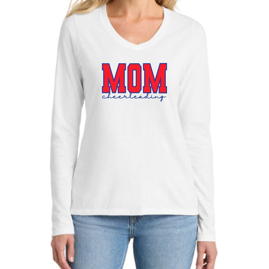 Lincroft Mom Cheerleading Long Sleeve V-Neck Tee