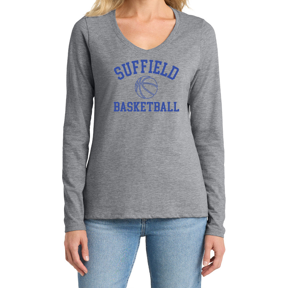 Suffield Travel "SB" Ladies LS V-Neck Tee