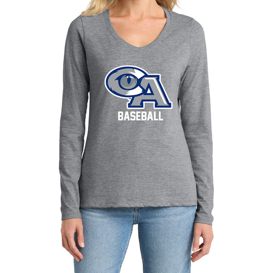 CA Baseball Ladies LS V-Neck Tee