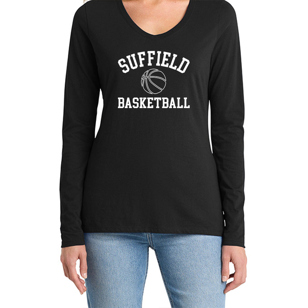 Suffield Travel "SB" Ladies LS V-Neck Tee