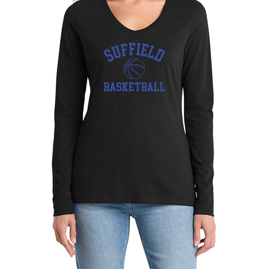 Suffield Travel "SB" Ladies LS V-Neck Tee