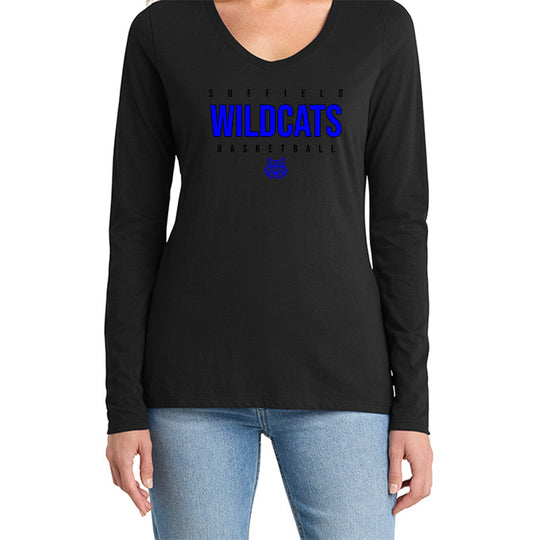 Suffield Travel Ladies LS V-Neck Tee