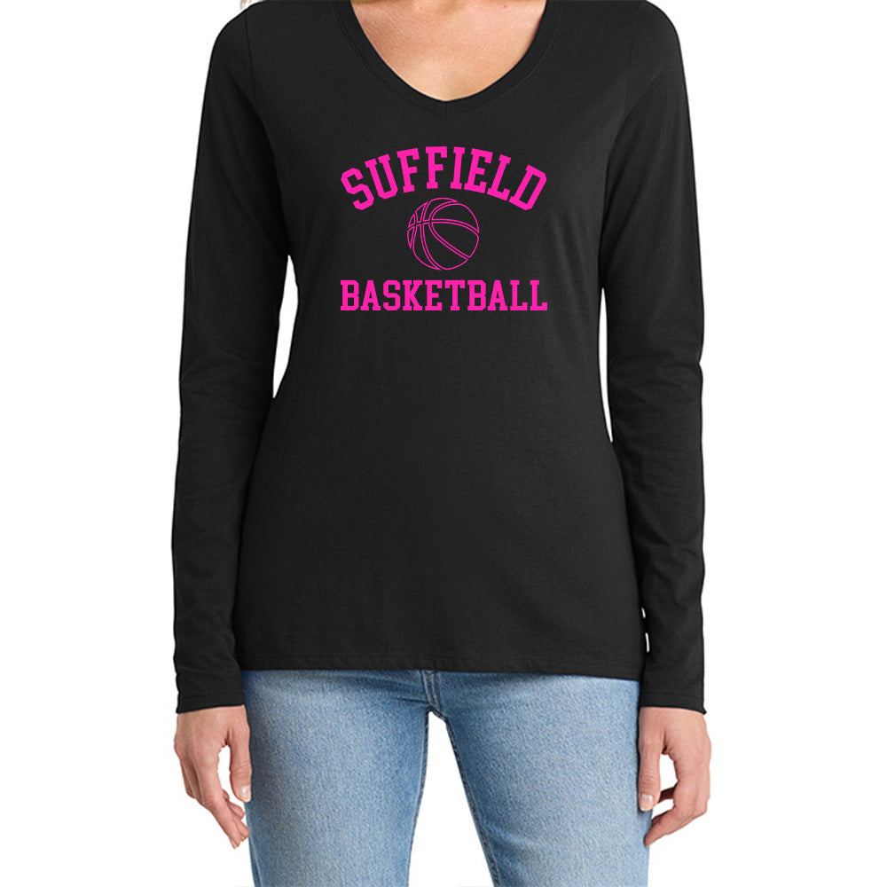Suffield Travel "SB" Ladies LS V-Neck Tee