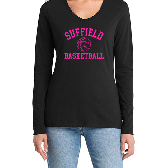 Suffield Travel "SB" Ladies LS V-Neck Tee