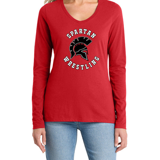 Spartan Wrestling Ladies LS V-Neck Tee