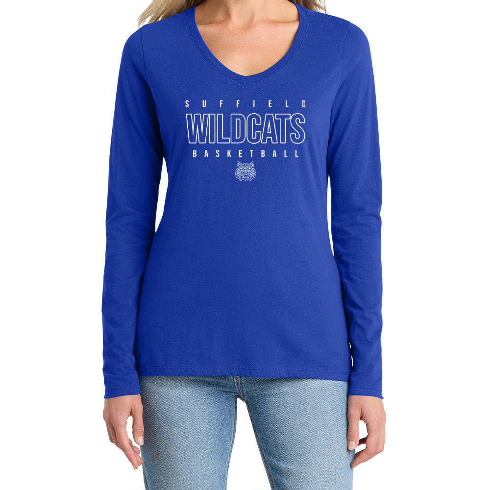 Suffield Travel Ladies LS V-Neck Tee