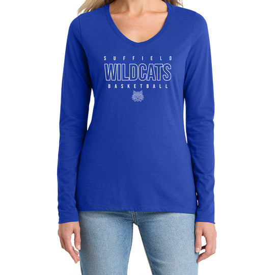 Suffield Travel Ladies LS V-Neck Tee