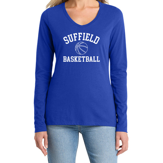 Suffield Travel "SB" Ladies LS V-Neck Tee