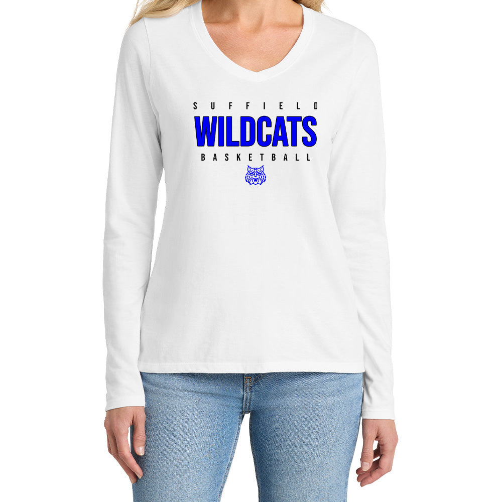 Suffield Travel Ladies LS V-Neck Tee