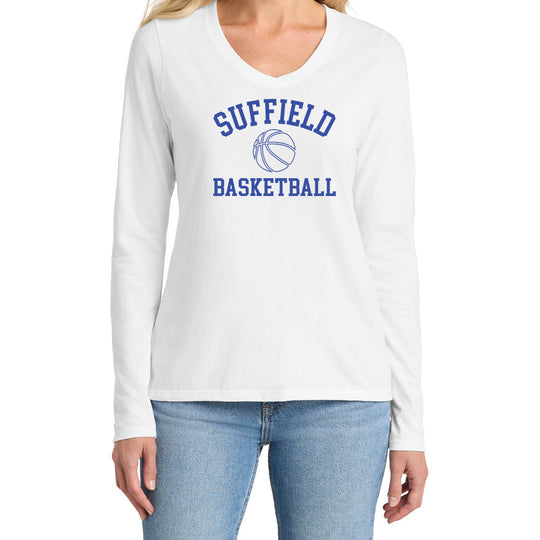 Suffield Travel "SB" Ladies LS V-Neck Tee