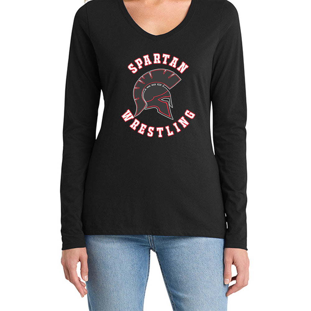 Spartan Wrestling Ladies LS V-Neck Tee