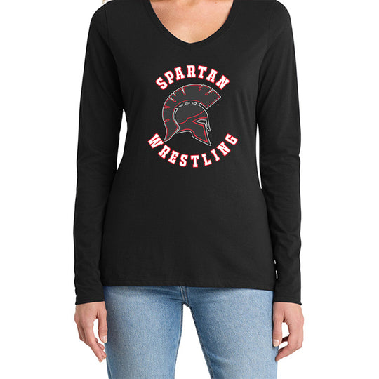 Spartan Wrestling Ladies LS V-Neck Tee