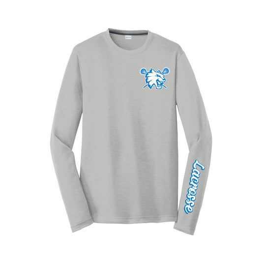 Suffield Youth Lacrosse - Adult LS Cotton Tech Tee "Cat Corner + Sleeve" - ST450LS (color options available)