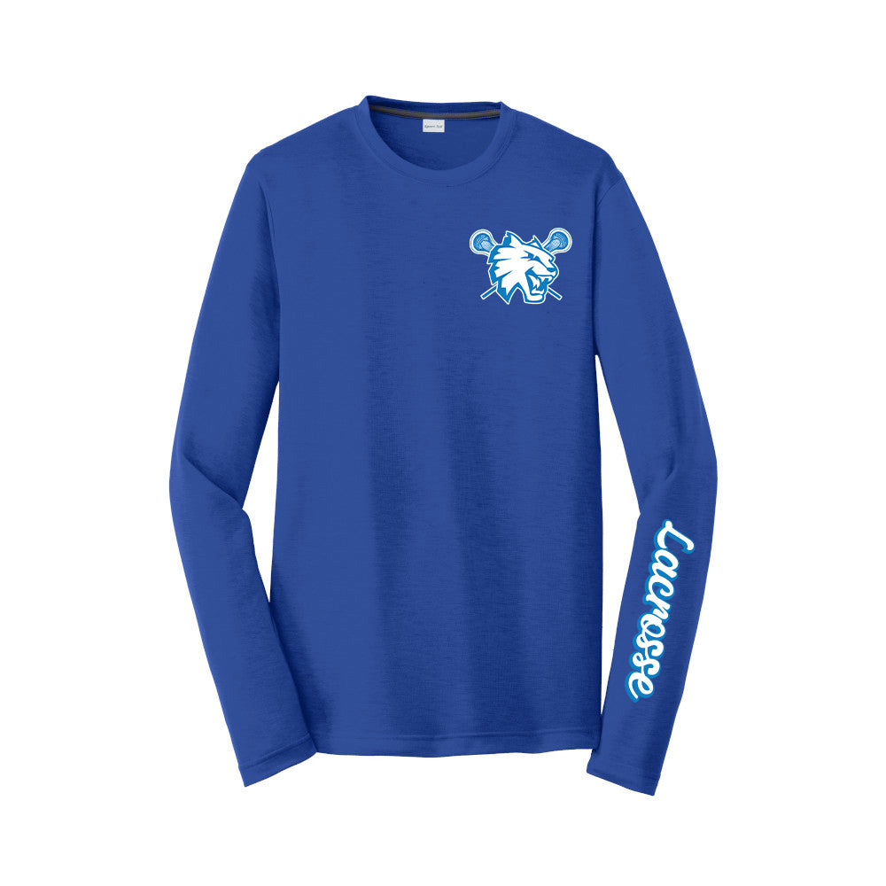 Suffield Youth Lacrosse - Adult LS Cotton Tech Tee "Cat Corner + Sleeve" - ST450LS (color options available)
