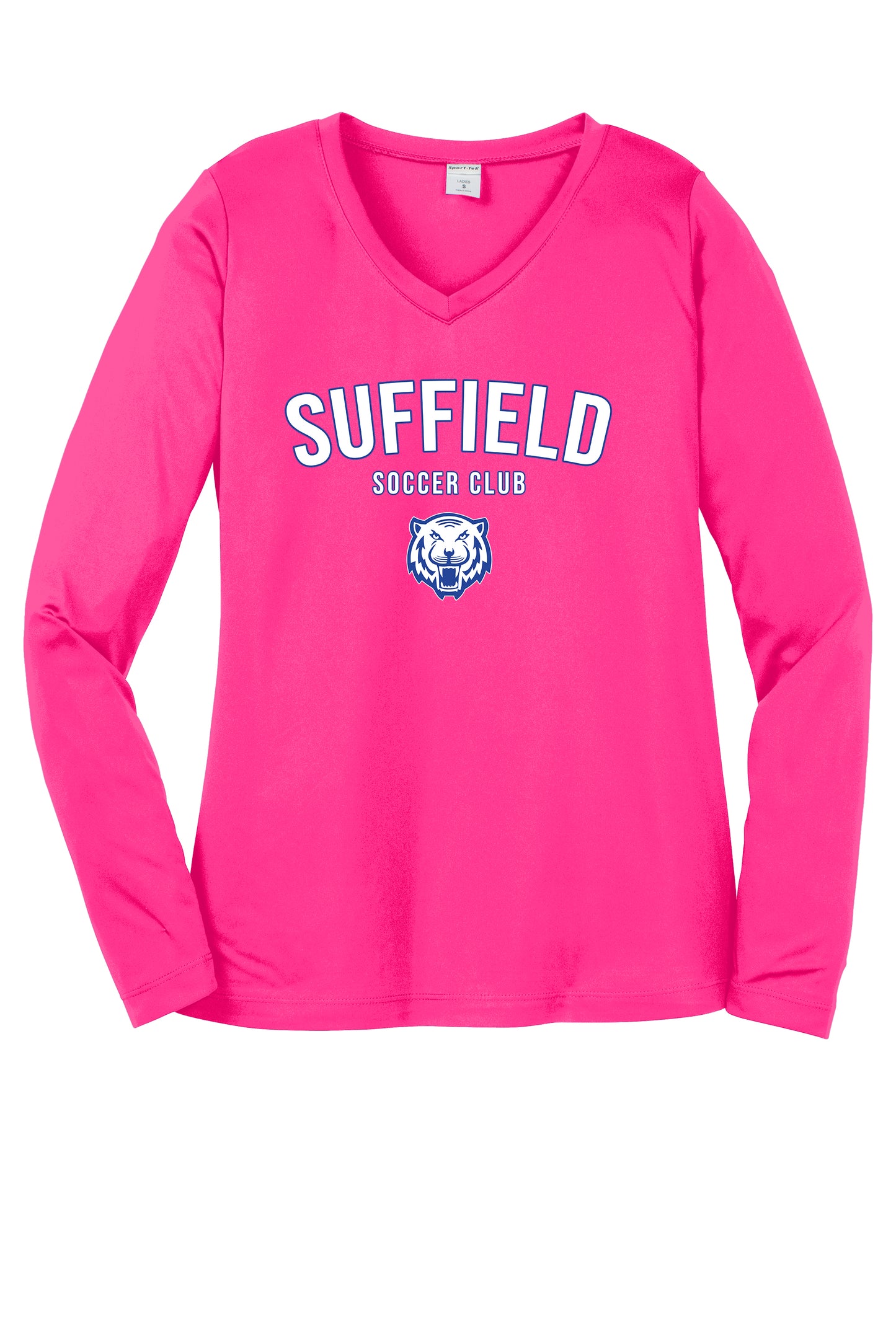 Suffield Soccer Club Ladies Longsleeve V-Neck Tech "round" - LST353LS (color options available)