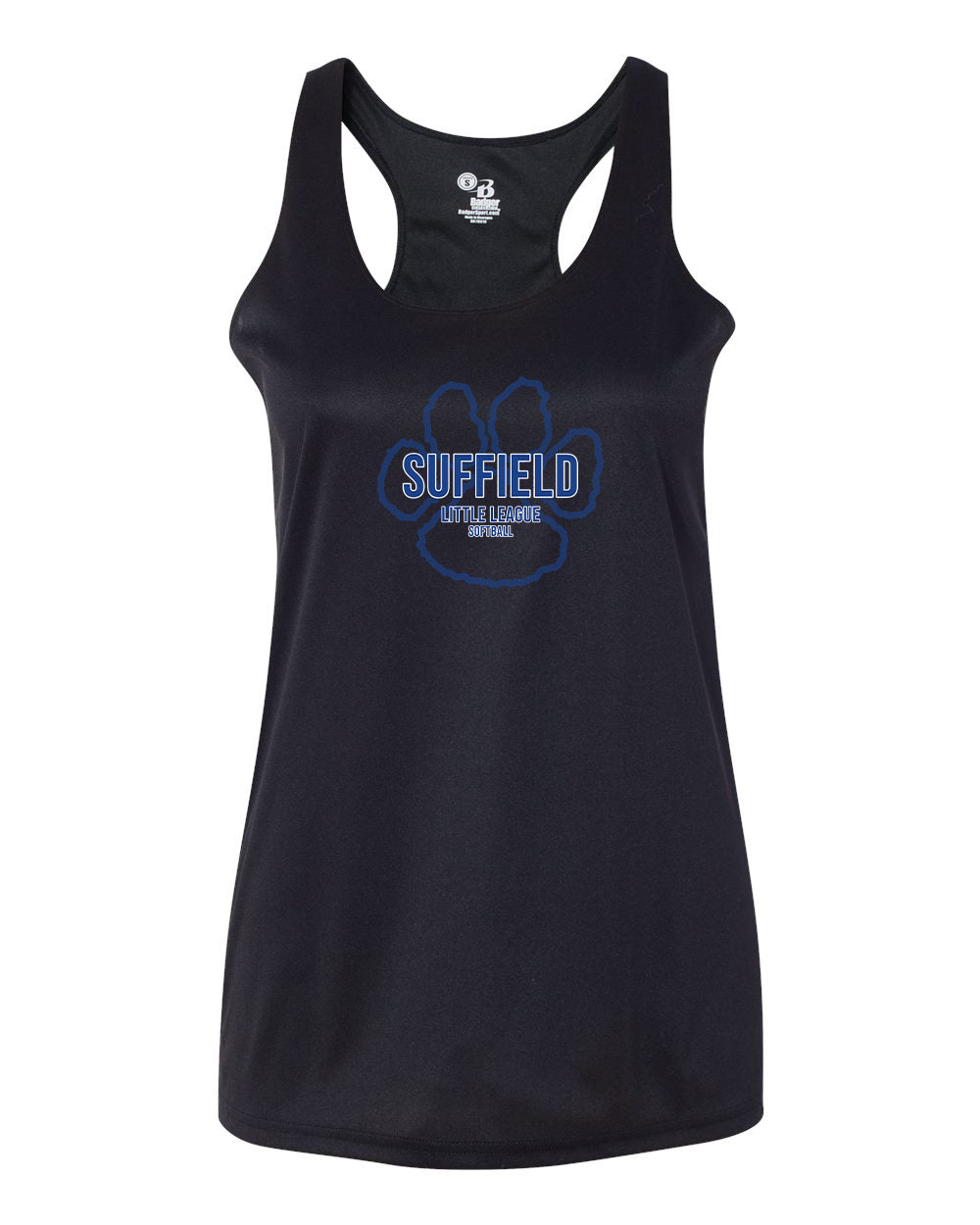 Suffield LL Ladies Badger Racerback Tank "Big Paw Softball" - 4166 (color options available)