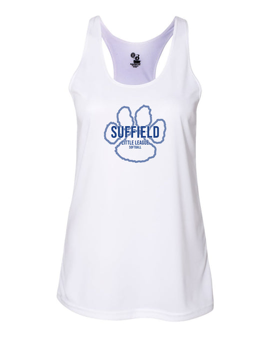 Suffield LL Ladies Badger Racerback Tank "Big Paw Softball" - 4166 (color options available)