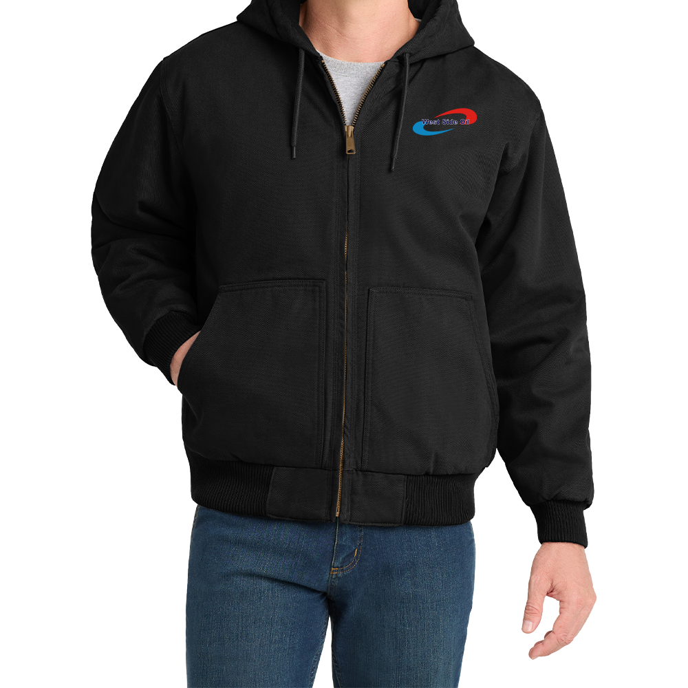 West Side Oil Washed Duck Cloth Insulated Hooded Work Jacket (Embroidered)