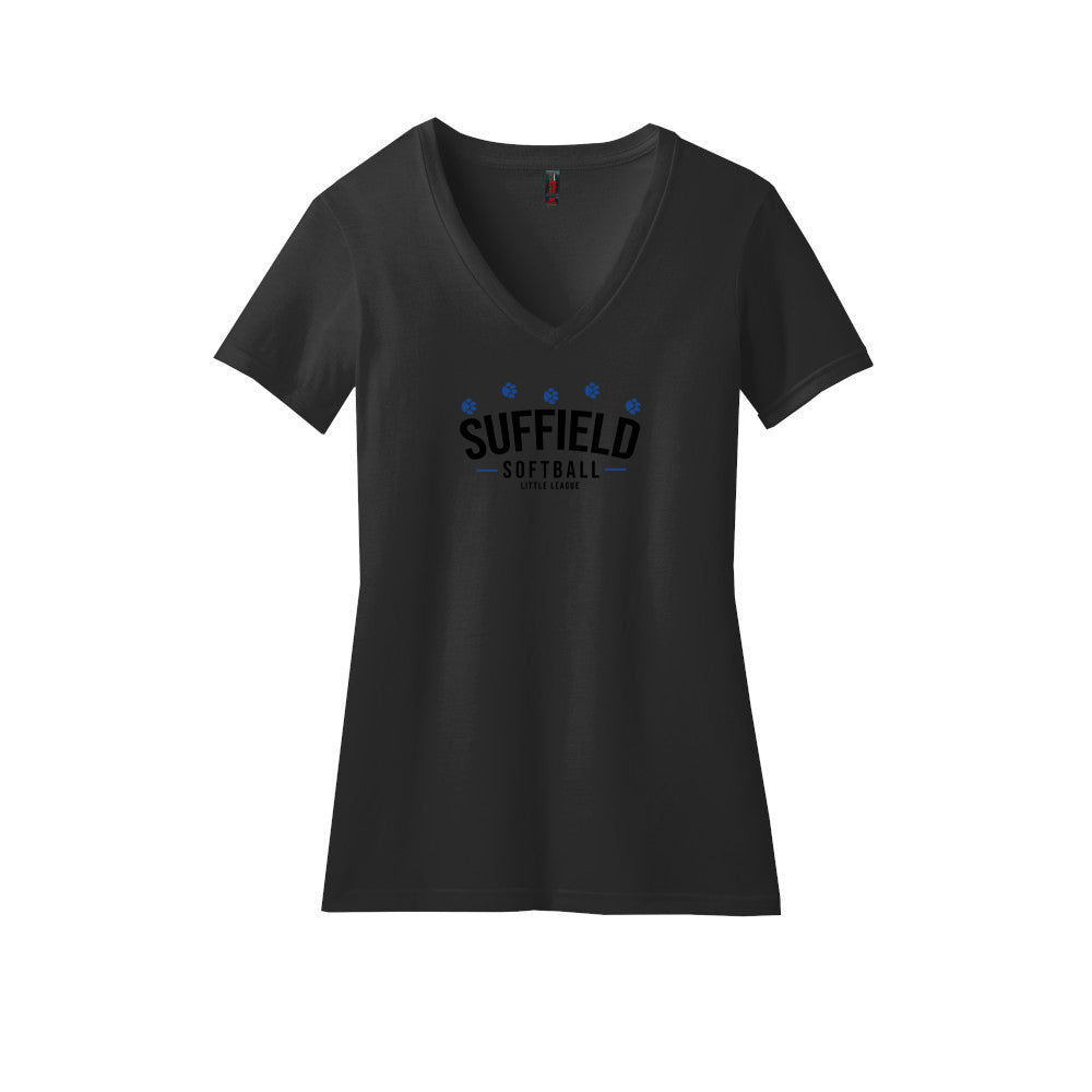 Suffield LL Ladies CVC V-Neck Tee "Classic Softball" - DM1190L (color options available)