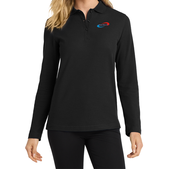 West Side Oil Ladies Silk Touch Long Sleeve Polo (Embroidered)