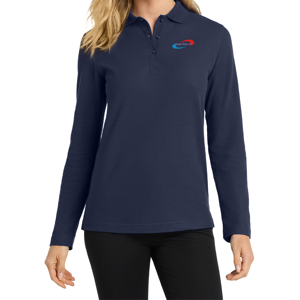 West Side Oil Ladies Silk Touch Long Sleeve Polo (Embroidered)
