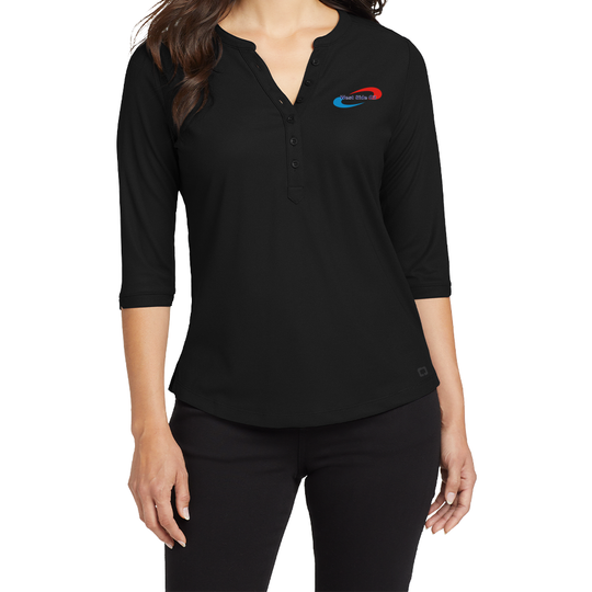 West Side Oil Women's Jewel Henley (Embroidered)