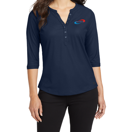 West Side Oil Women's Jewel Henley (Embroidered)