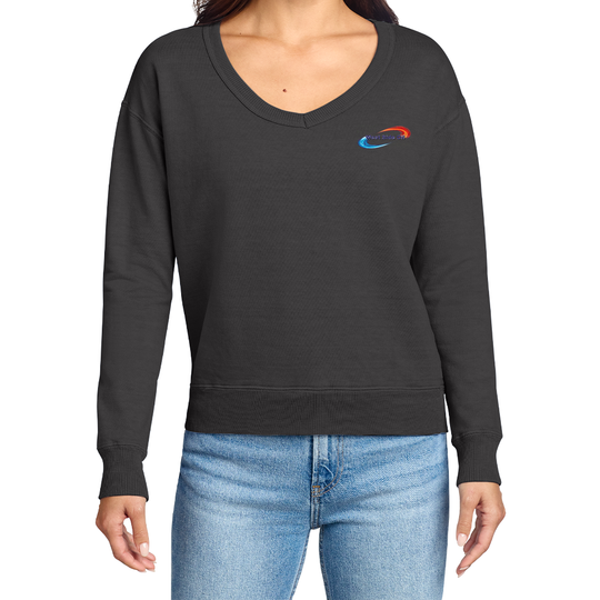 West Side Oil Ladies Beach Wash® Garment-Dyed V-Neck Sweatshirt