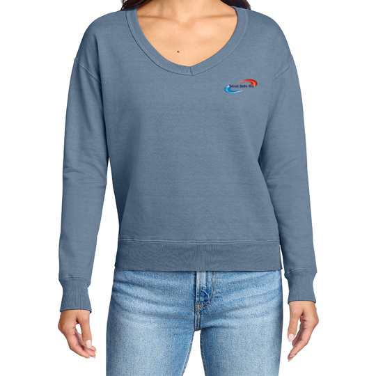 West Side Oil Ladies Beach Wash® Garment-Dyed V-Neck Sweatshirt