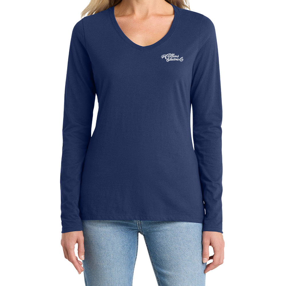 Collins Electric Ladies LS V-Neck Tee