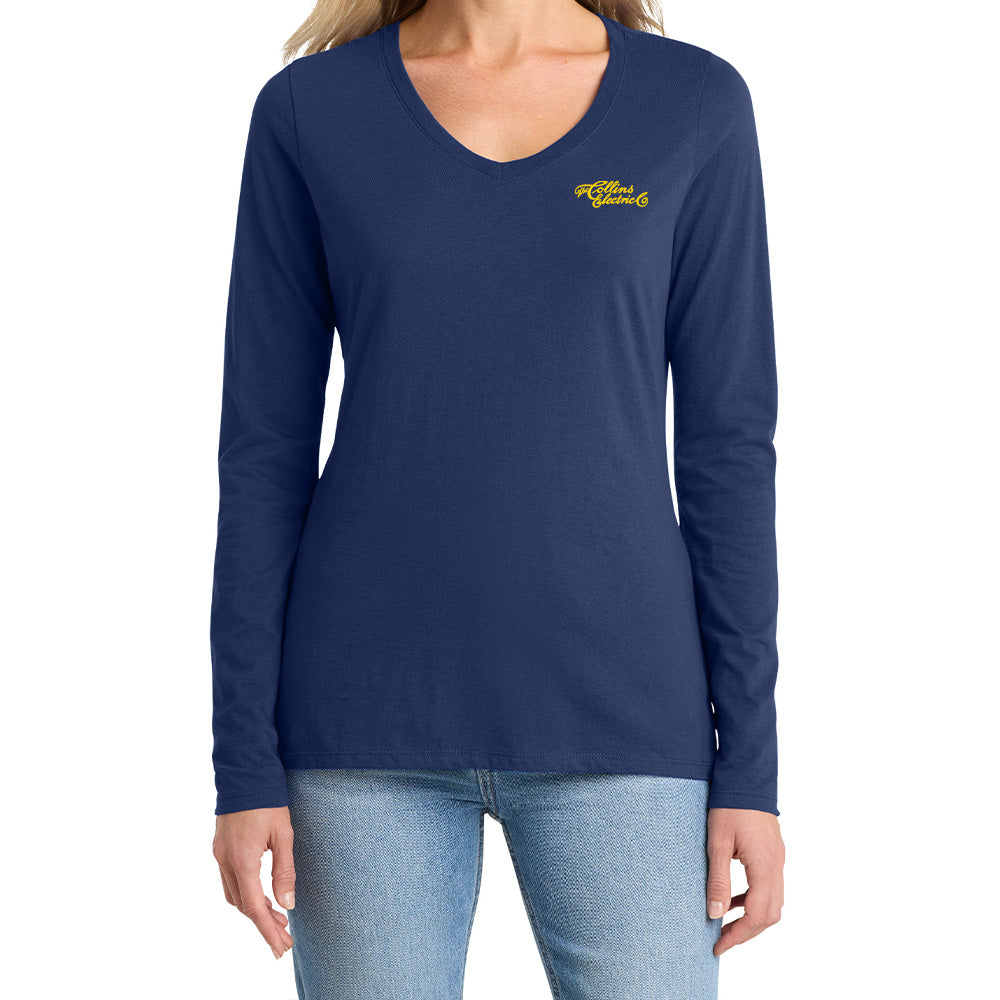 Collins Electric Ladies LS V-Neck Tee