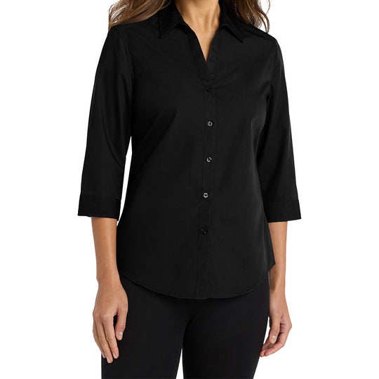 Port Authority® Women's 3/4-Sleeve Carefree Poplin Shirt