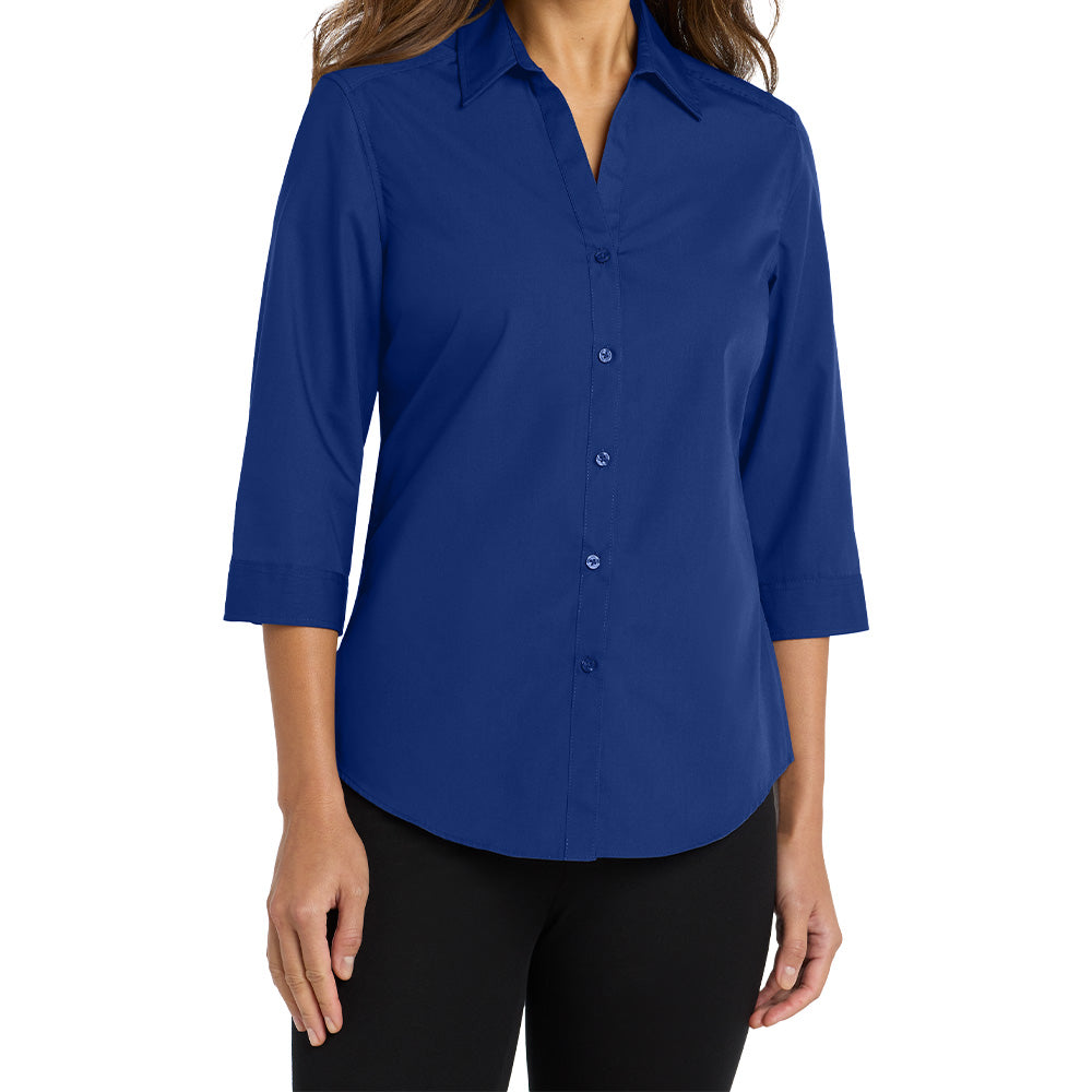 Port Authority® Women's 3/4-Sleeve Carefree Poplin Shirt