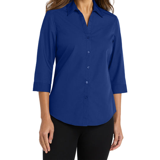 Port Authority® Women's 3/4-Sleeve Carefree Poplin Shirt