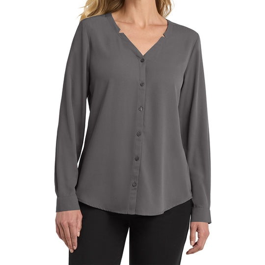 Port Authority® Women's Long Sleeve Button-Front Blouse